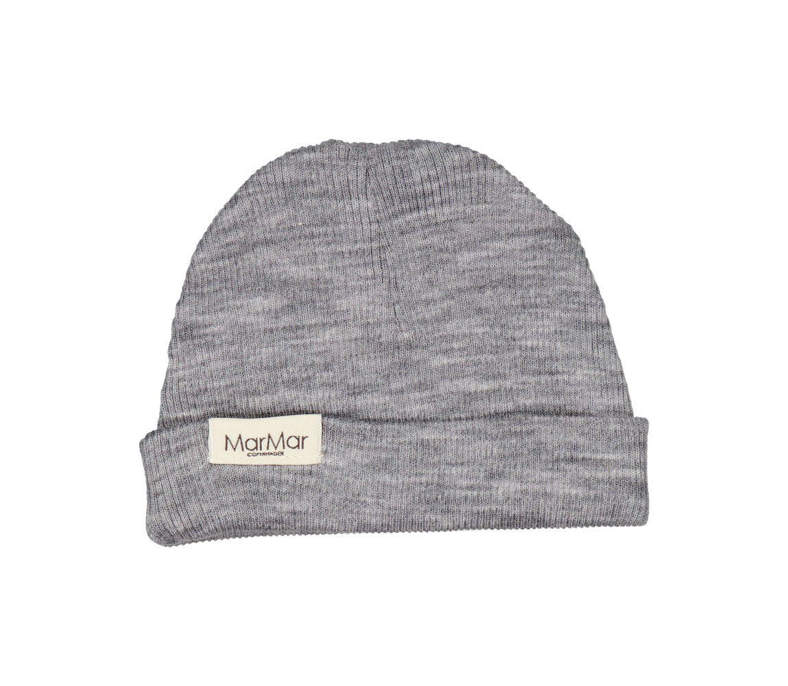 aiko beanie - grey melange wool rib