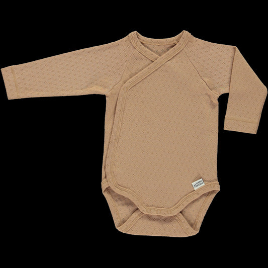 body wrap-around long sleeves ajouré - indian tan