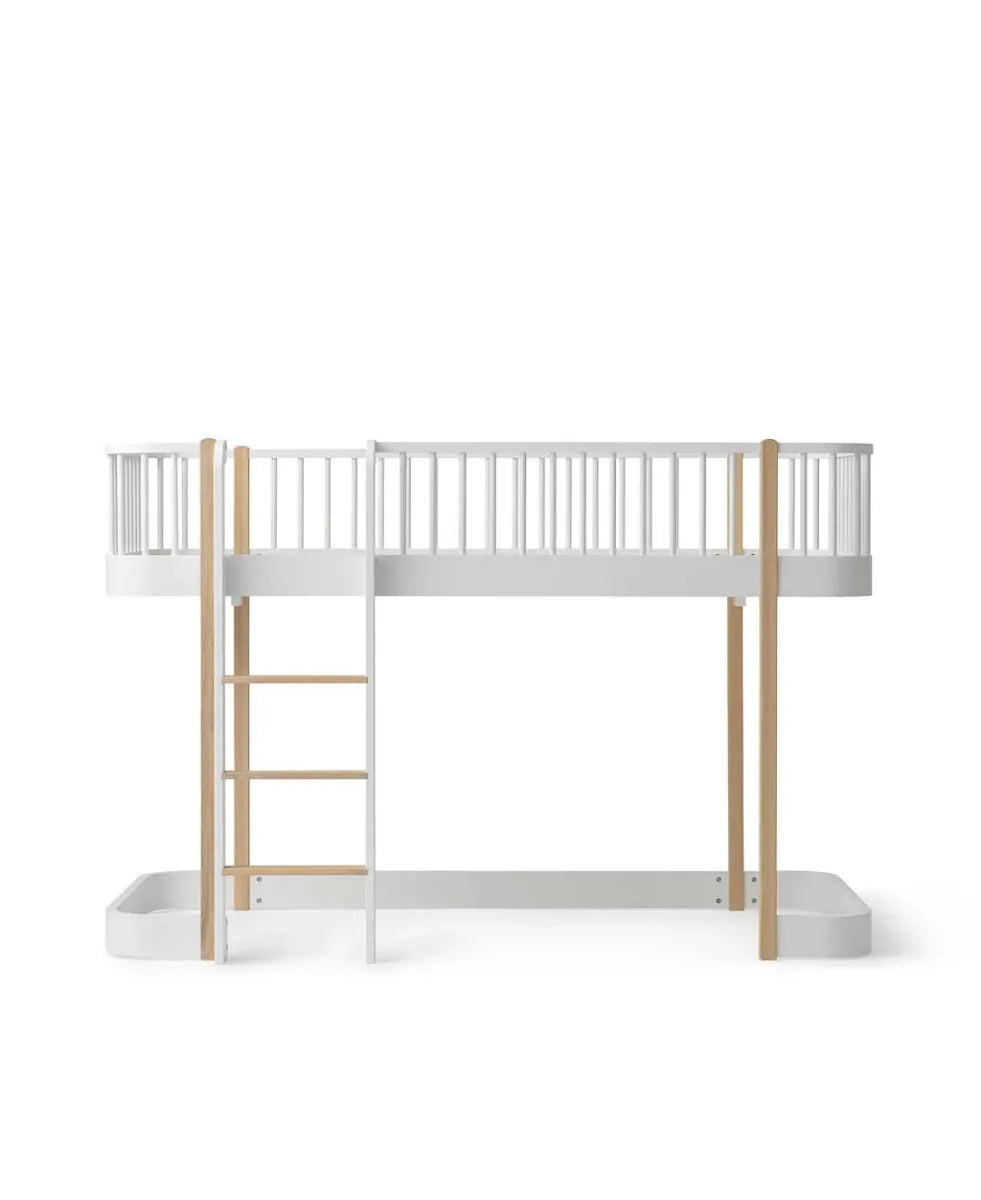 original low loft bed - 90x200 cm - white/oak