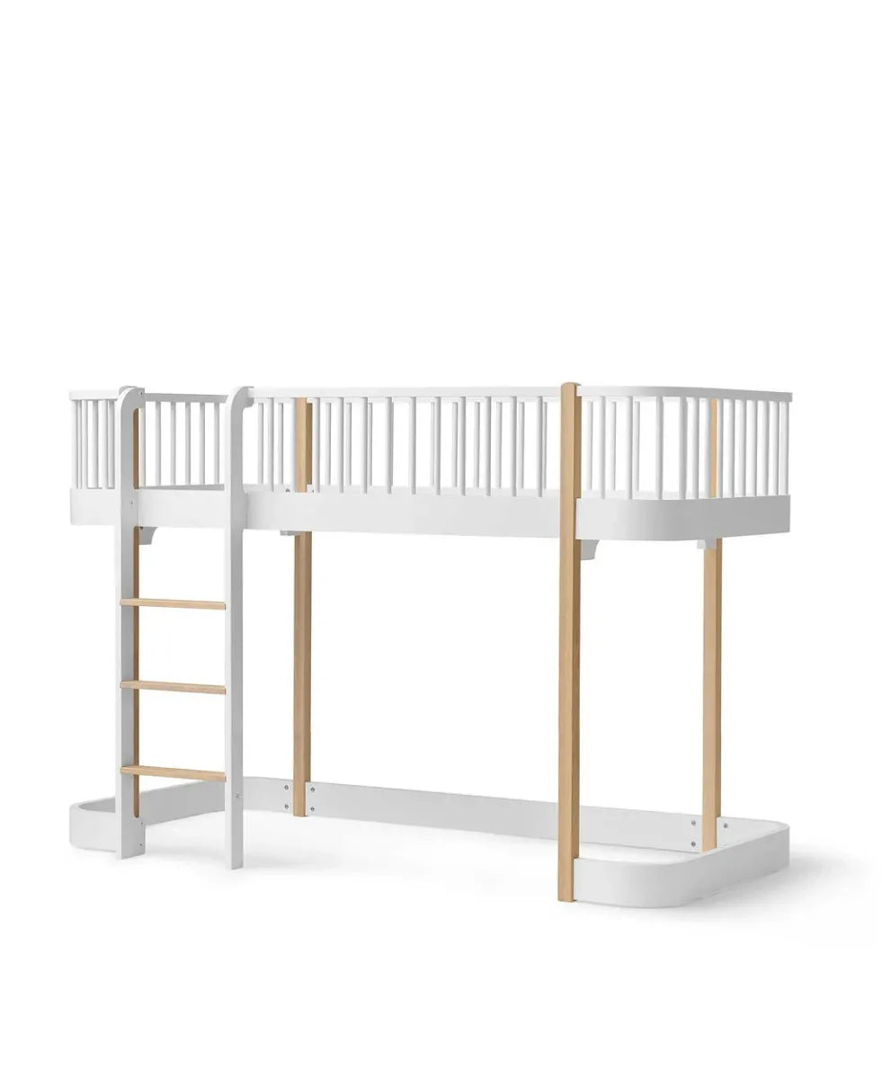 original low loft bed - 90x200 cm - white/oak