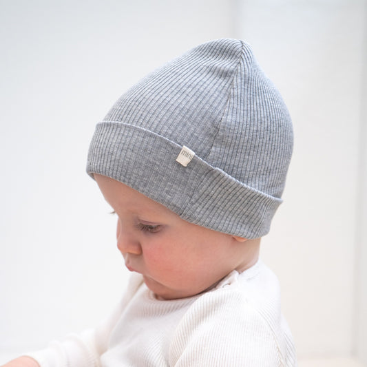 beanie - zijde/katoen - grey melange